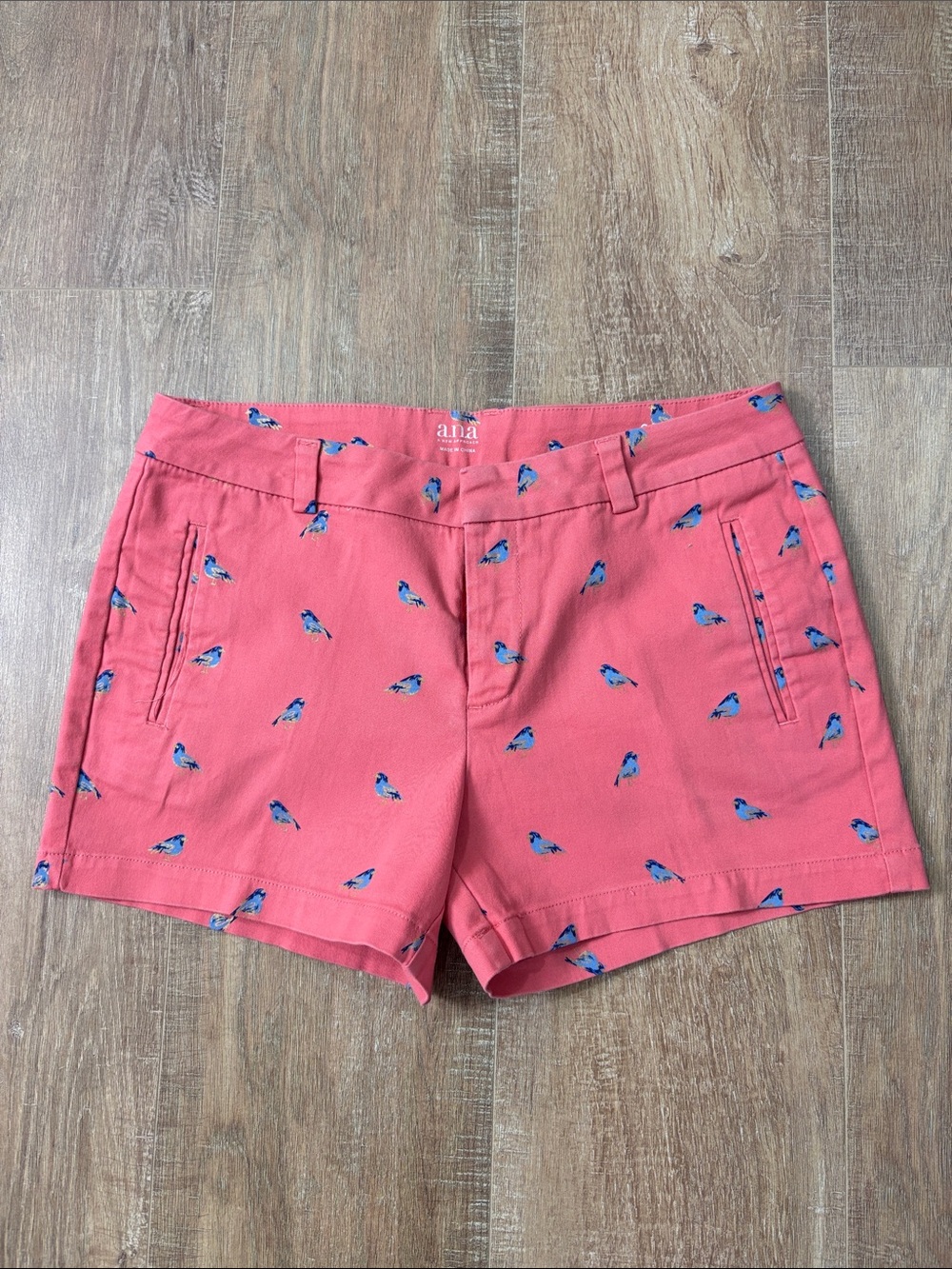 a.n.a Coral Pink Shorts with Blue Bird Print